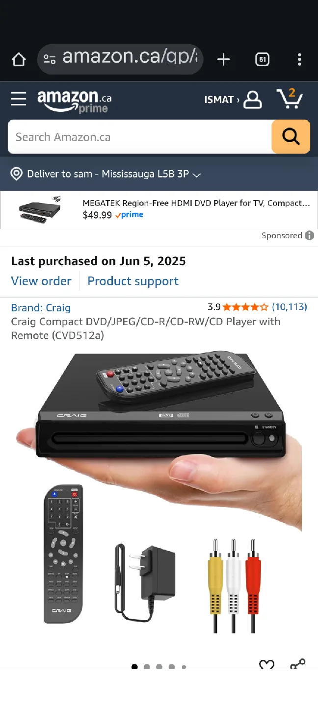 Craig Compact DVD/JPEG/CD Player w/ Remote CVD512a thumbnail