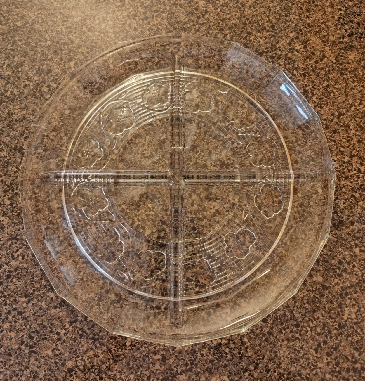 Vintage 12" Clear Glass Divided Serving Platter thumbnail