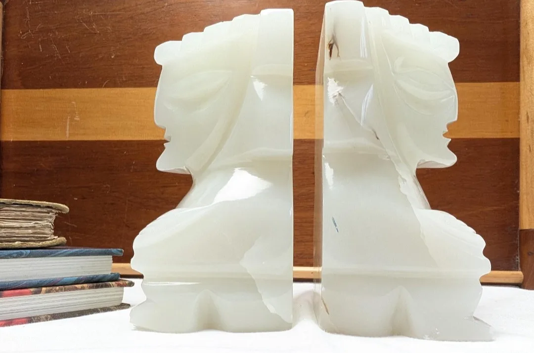 Onyx Aztec Style Bookends ~ Library Décor ~ Carved Bookends image indicator(3)