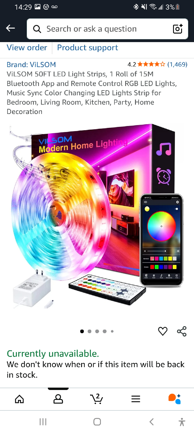 BNIB VILSOM 50FT LED Light Strips - RGB Colour Changing