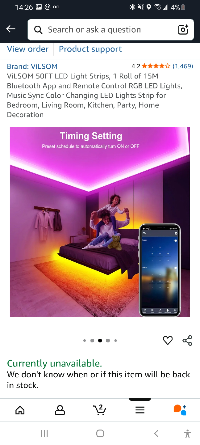 BNIB VILSOM 50FT LED Light Strips - RGB Colour Changing - photo 5
