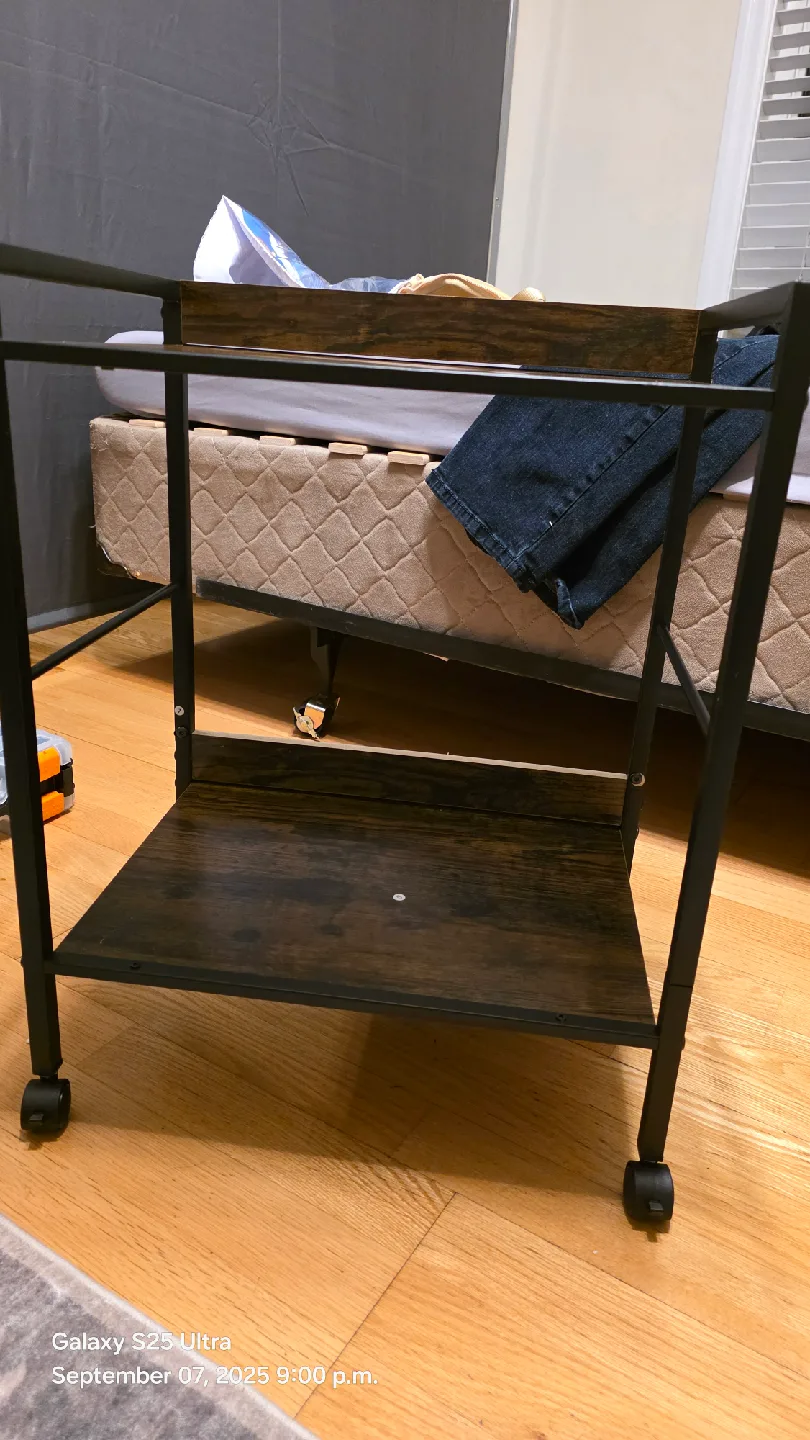 Rolling Wooden Shelf Cart - Brown & Black thumbnail