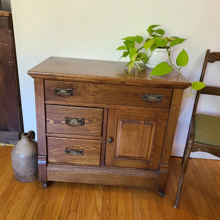 Antique Wooden Sideboard Cabinet thumbnail