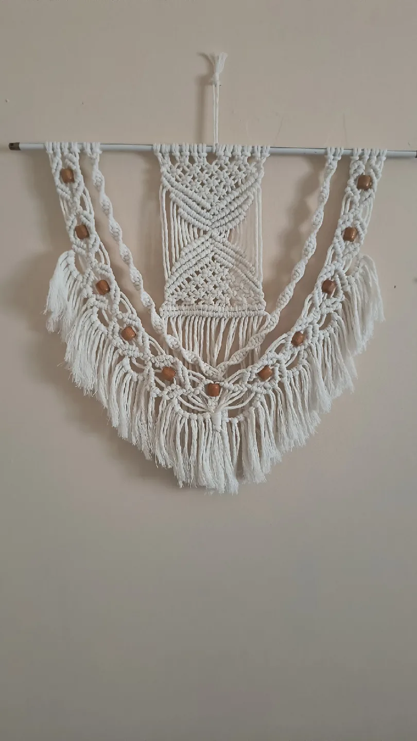 Macrame Wall Hanging with Wood Beads