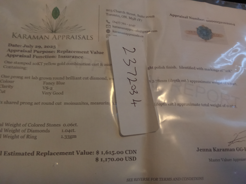10k gold Lab VS2 Fancy Blue Diamond Ring 6.5 - photo 3