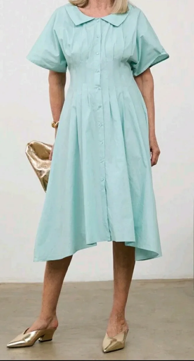 Blue Button-Down Cotton Dress thumbnail