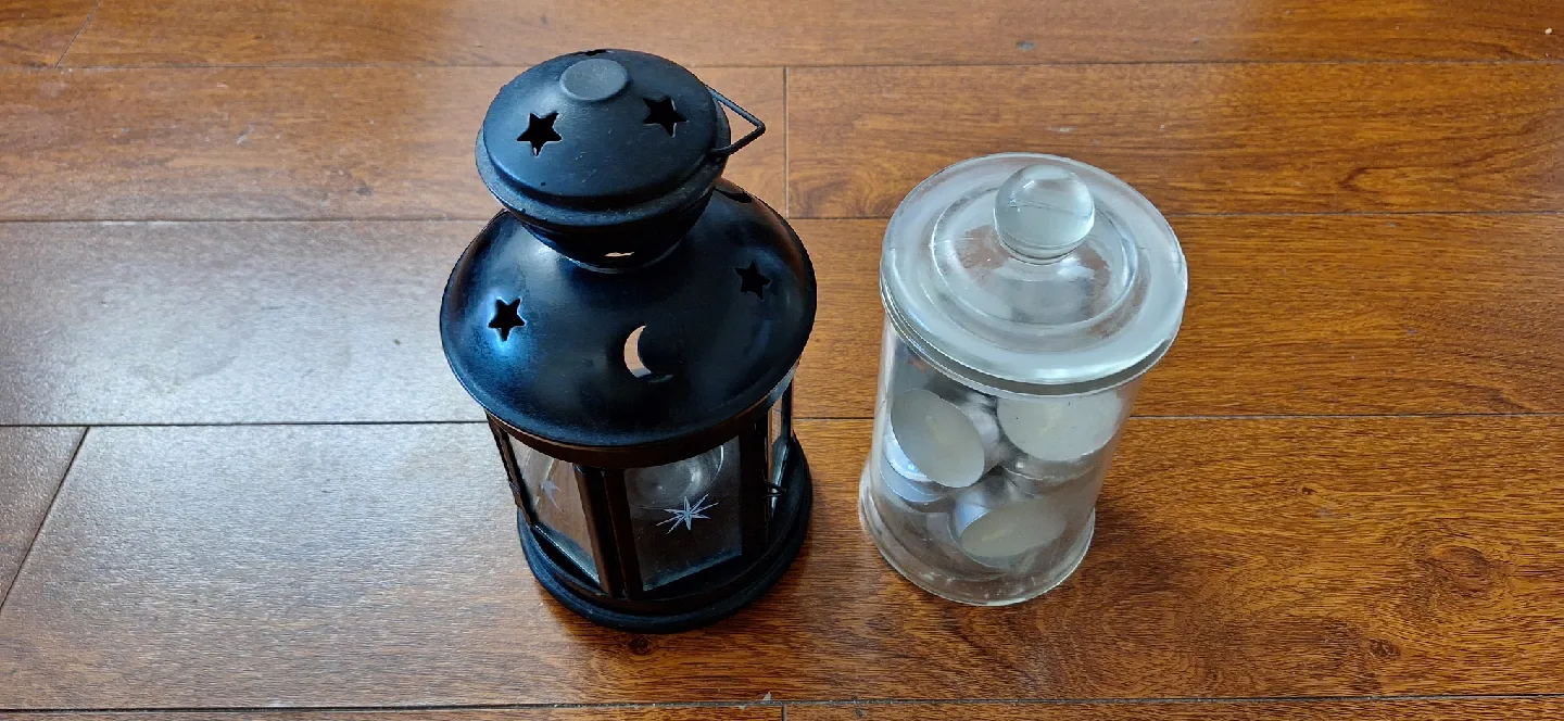 Black Metal Candle Lantern with Glass Jar thumbnail