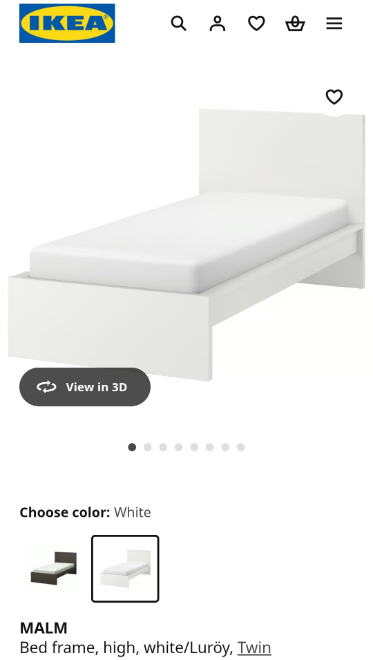 IKEA Malm twin bed frame + mattress + slatted bed base