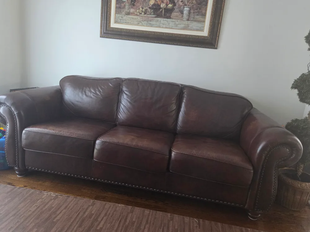 Brown Leather Sofa - Great Condition image indicator(2)