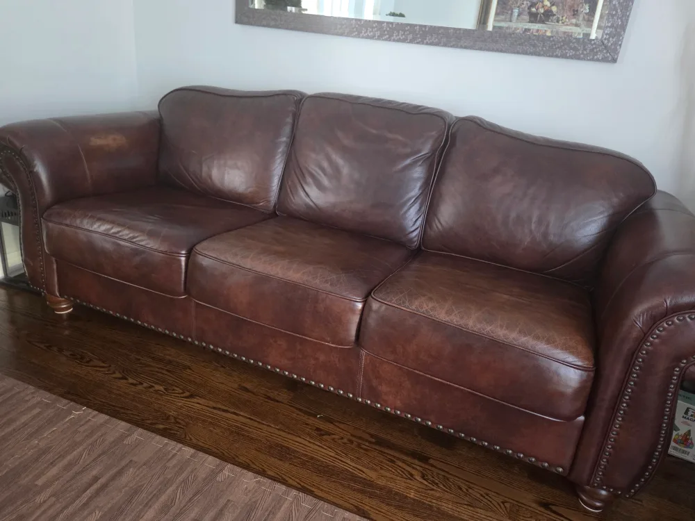 Brown Leather Sofa - Great Condition image indicator(3)