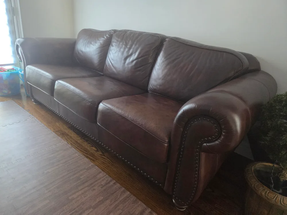 Brown Leather Sofa - Great Condition image indicator(4)