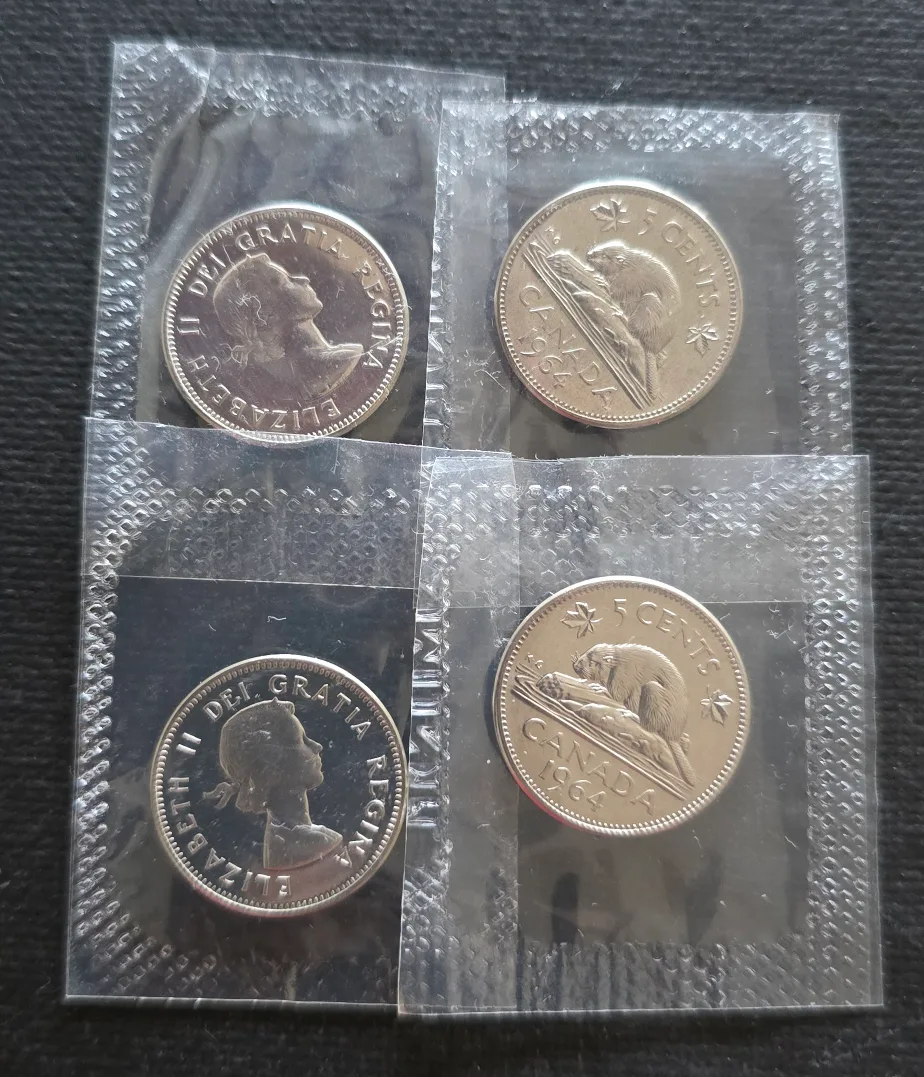 1964 Canadian 5 Cent Coins - Set of 4 thumbnail