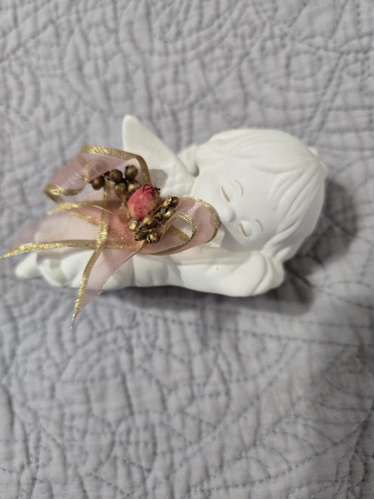Sleeping Angel Figurine with Ribbon