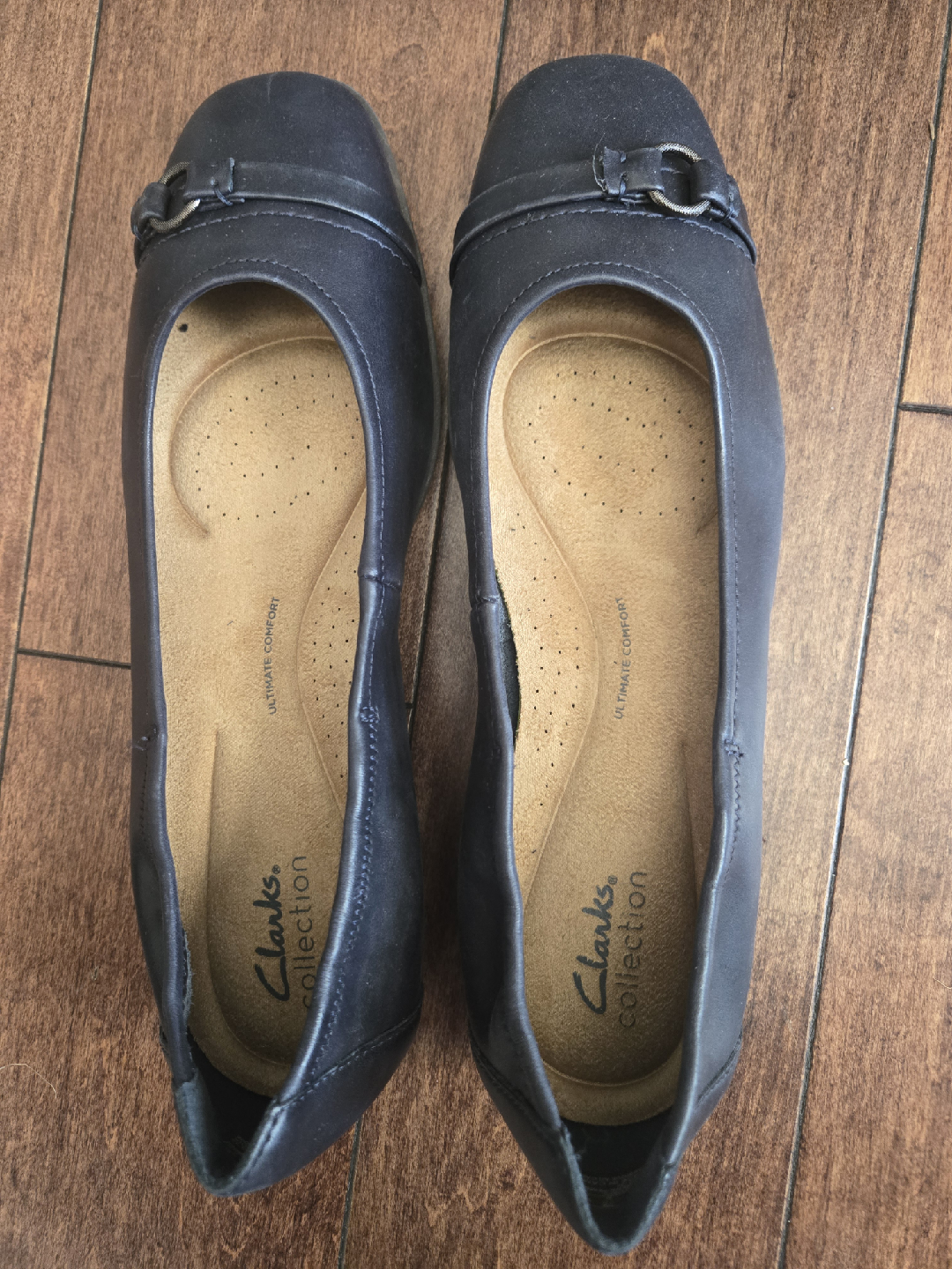 Clarks Lyrical Sky Navy Leather Flats - Size 10 - photo 3