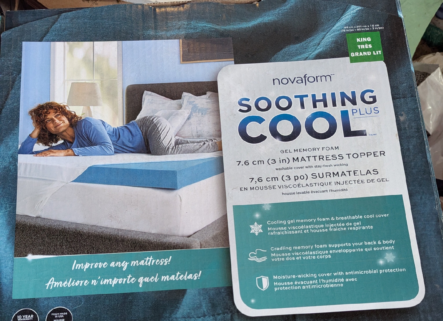 Soothing Cool Gel 3 " Memory Foam Mattress Topper King size
