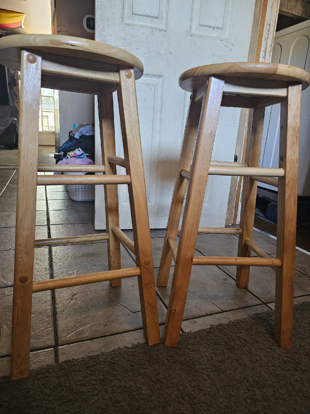Two Wooden Bar Stools