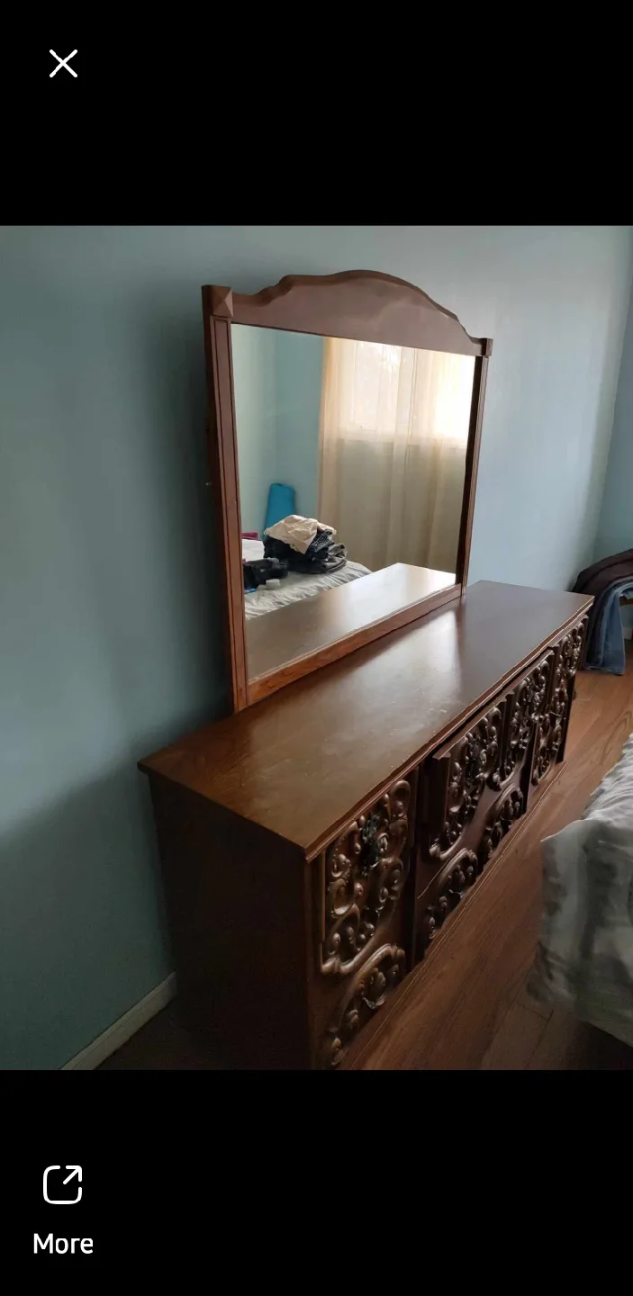 Vintage Wood Dresser with Mirror image indicator(2)