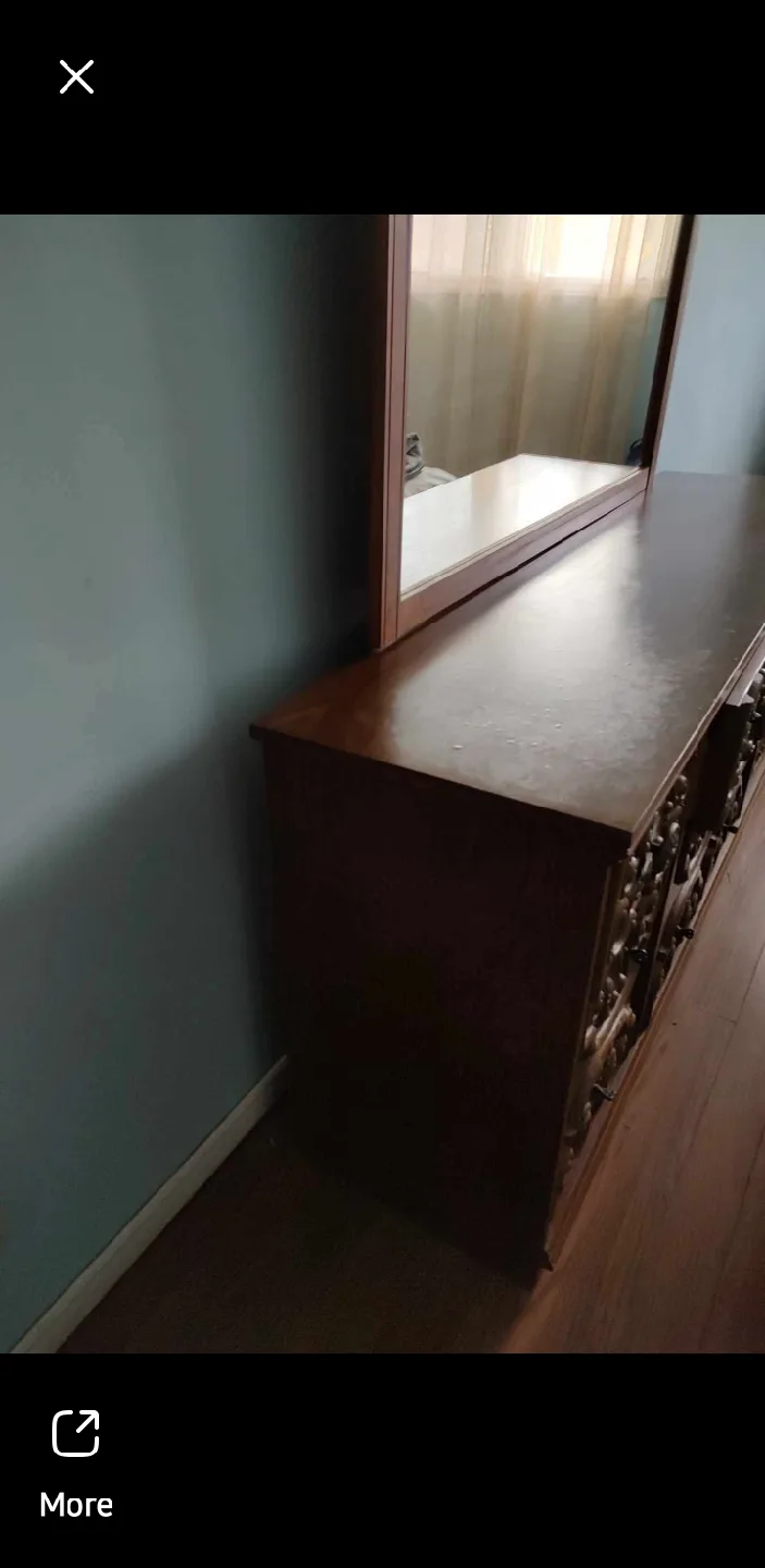 Vintage Wood Dresser with Mirror image indicator(3)