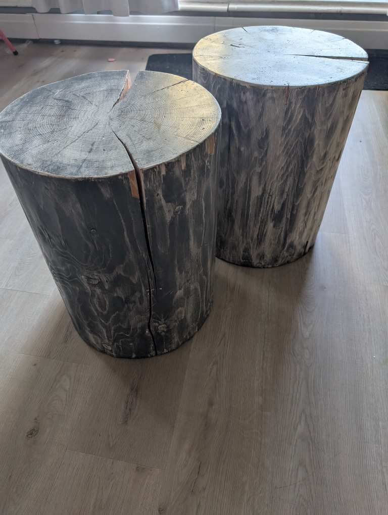 Wood Stump Side Tables - Set of 2