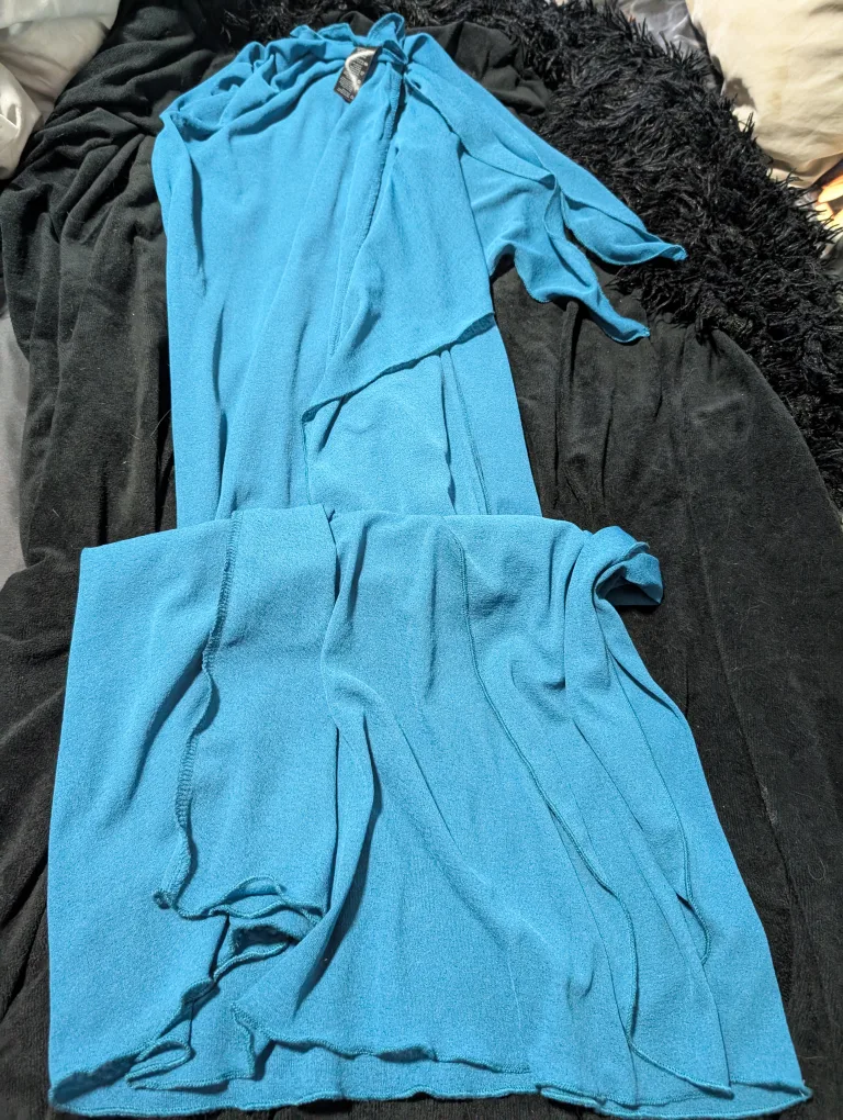 Turquoise wrap around skirt thumbnail