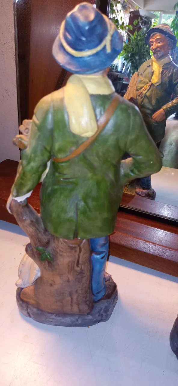 Mid Century Chalk Art Hunter & Woman Figurines image indicator(4)