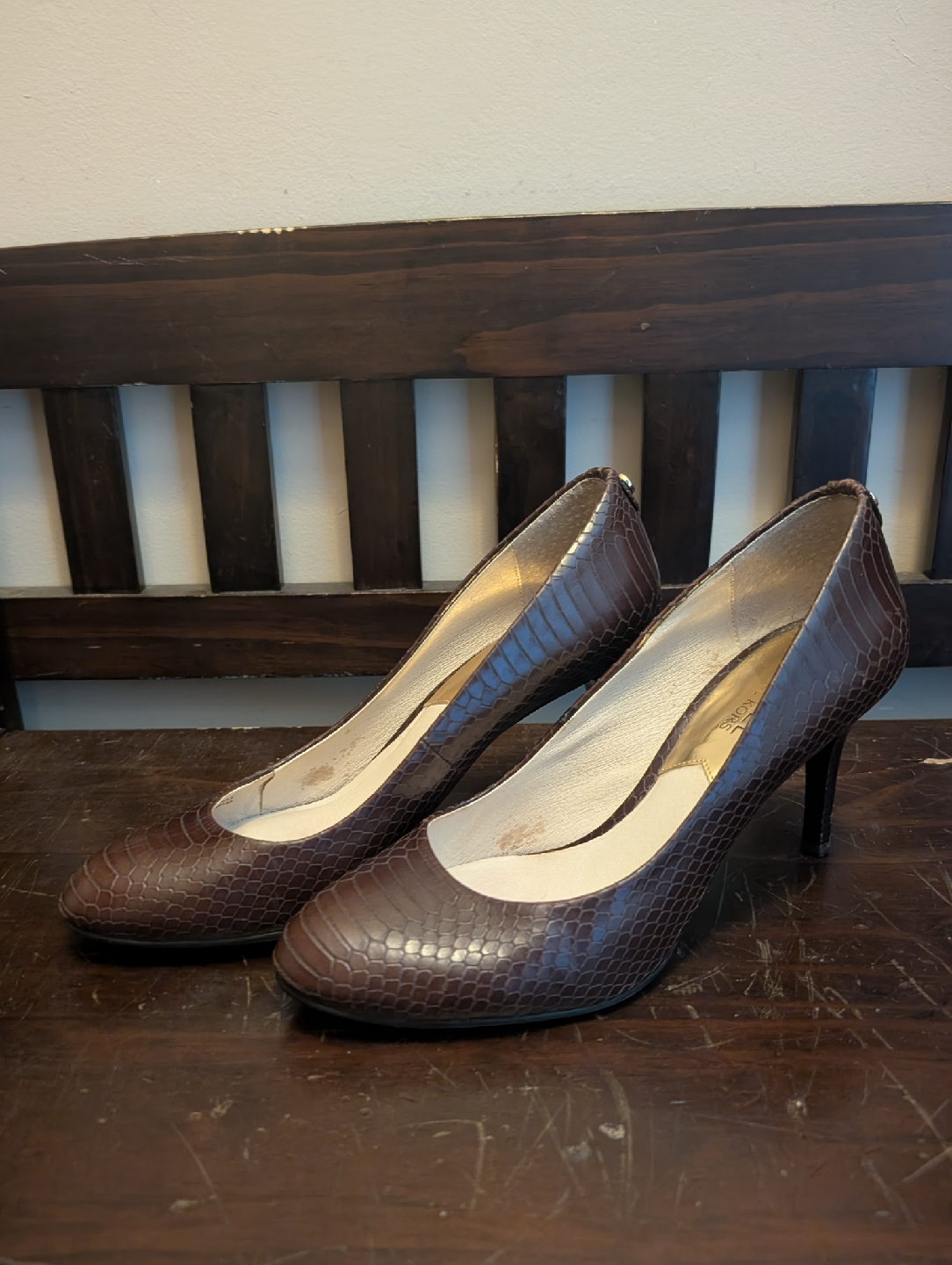 Michael Kors Brown Snake Leather Heels (size 7)