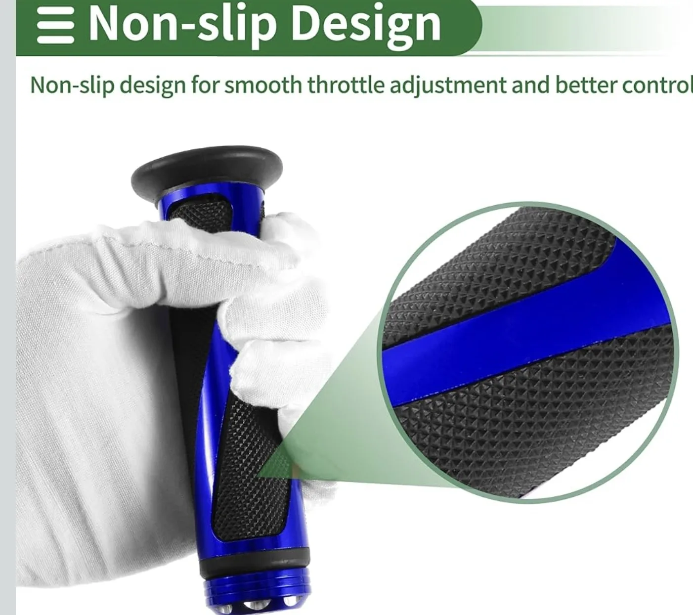 Blue Motorcycle Handlebar Grips - Non-slip Design image indicator(2)
