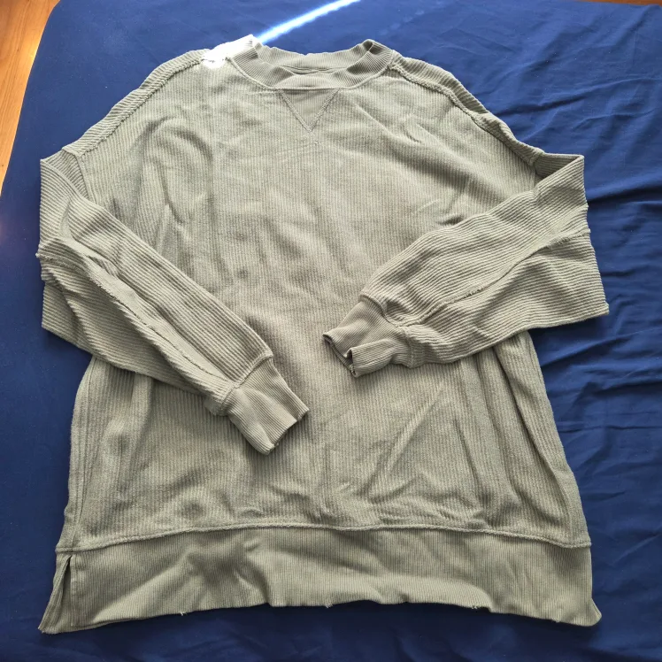 Aerie Olive Green Waffle Knit Top - Size S thumbnail