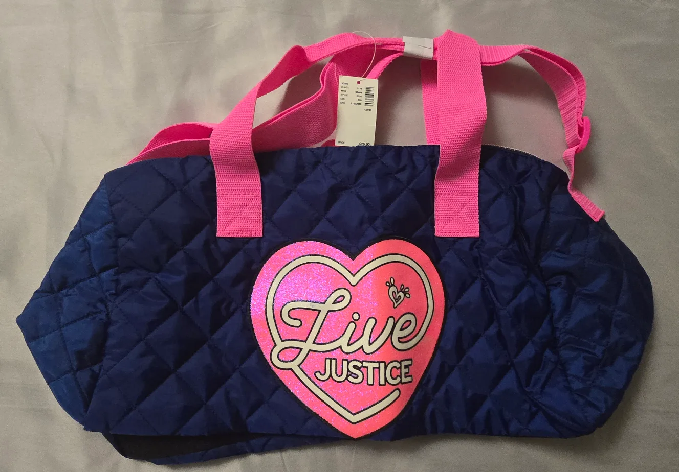 NEW! Justice Duffle Bag - Blue & Pink
