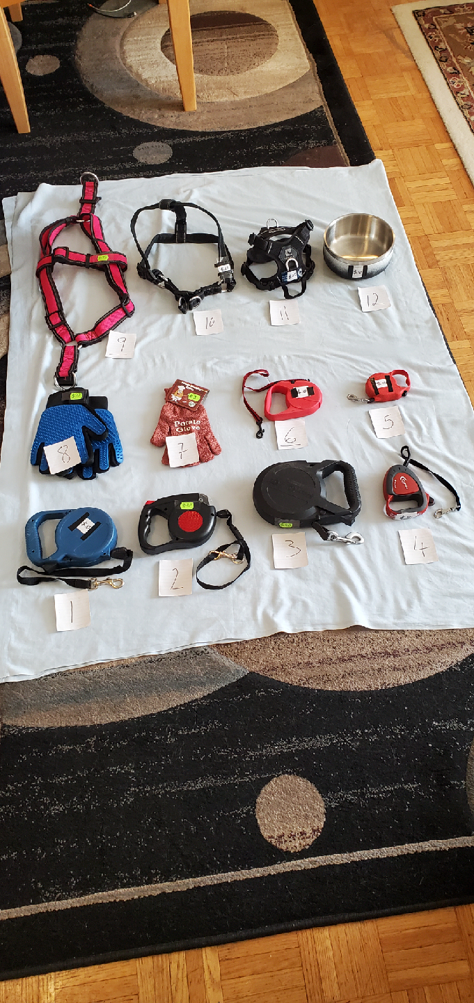 Dog Leash /Harness/ Bowl & Grooming Gloves