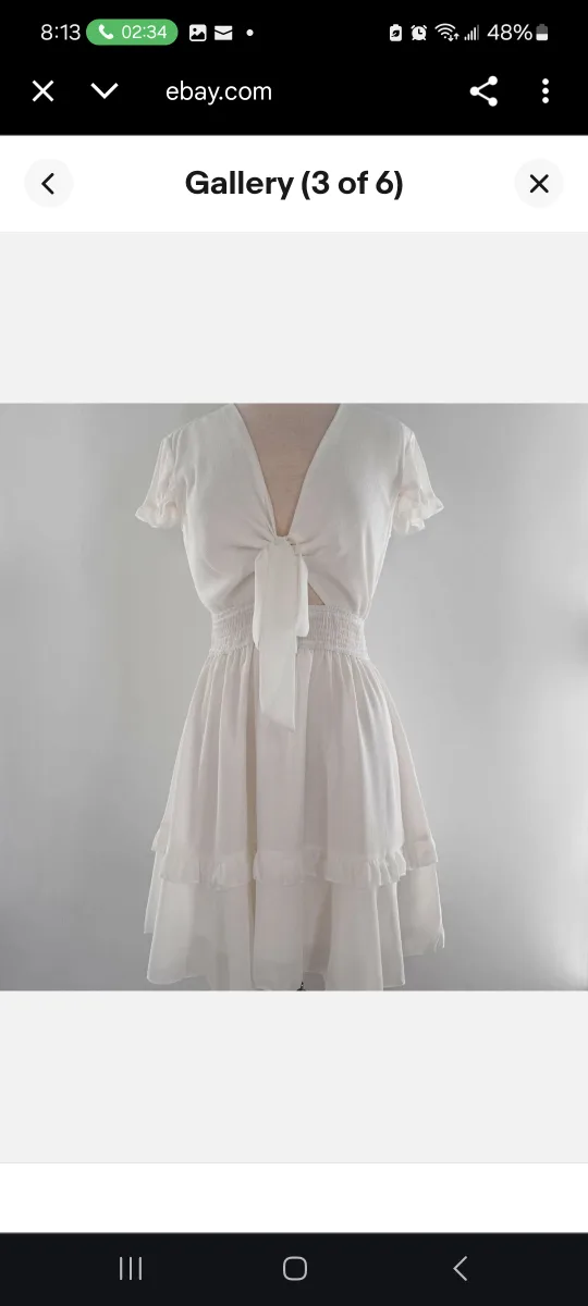 NEW - White Ruffle Mini Dress MEDIUM thumbnail