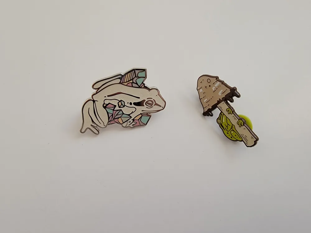 Frog and Mushroom Enamel Pins thumbnail