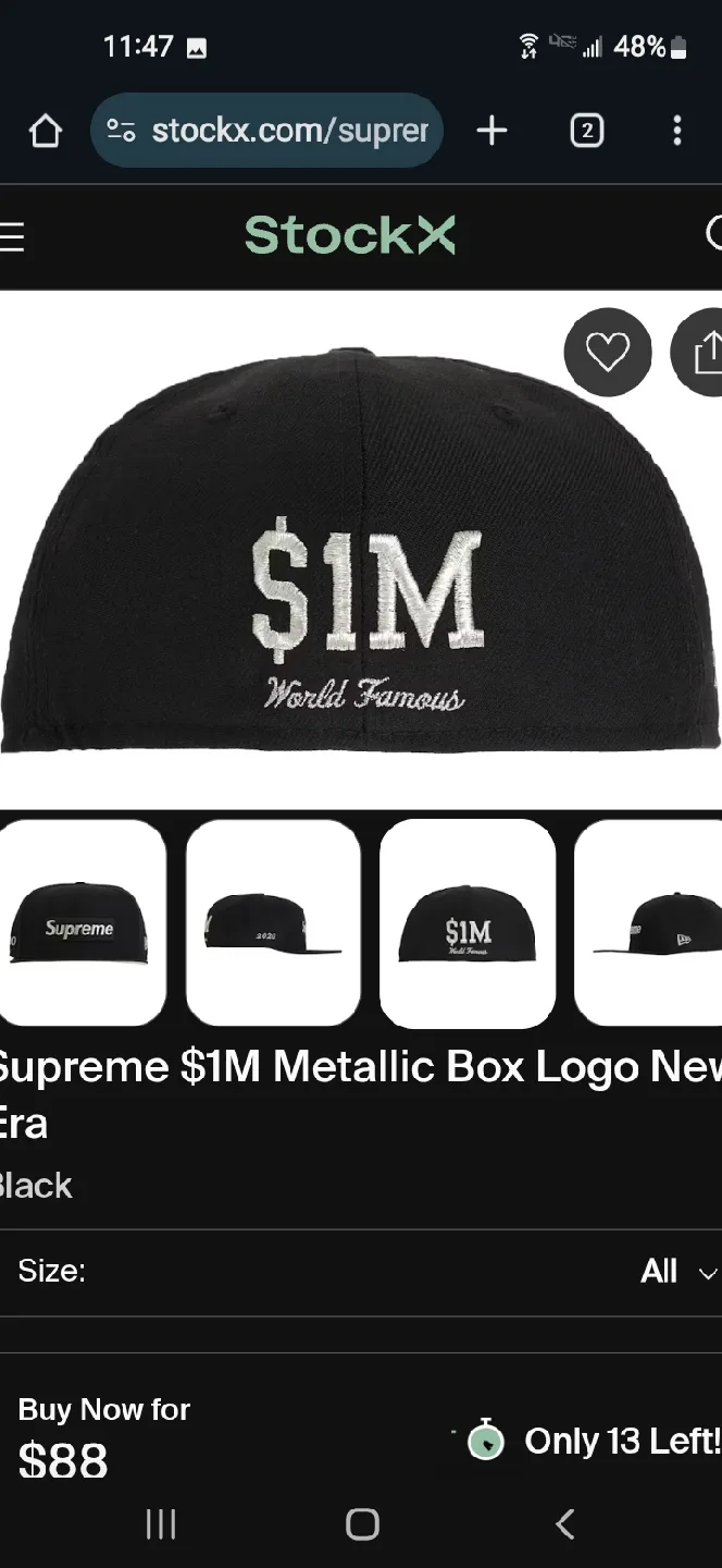 SUPREME / NEW ERA $1M Mettalic Box Logo Hat image indicator(4)