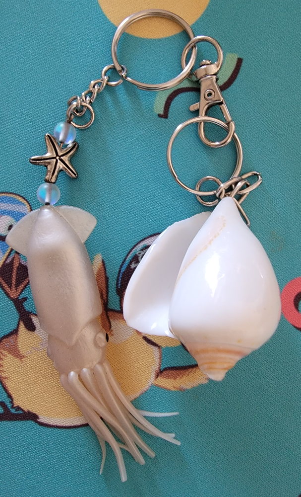 Seashell and Squid Keychain