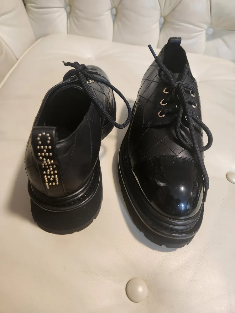 Chanel Black Leather Platform Oxfords image indicator(2)