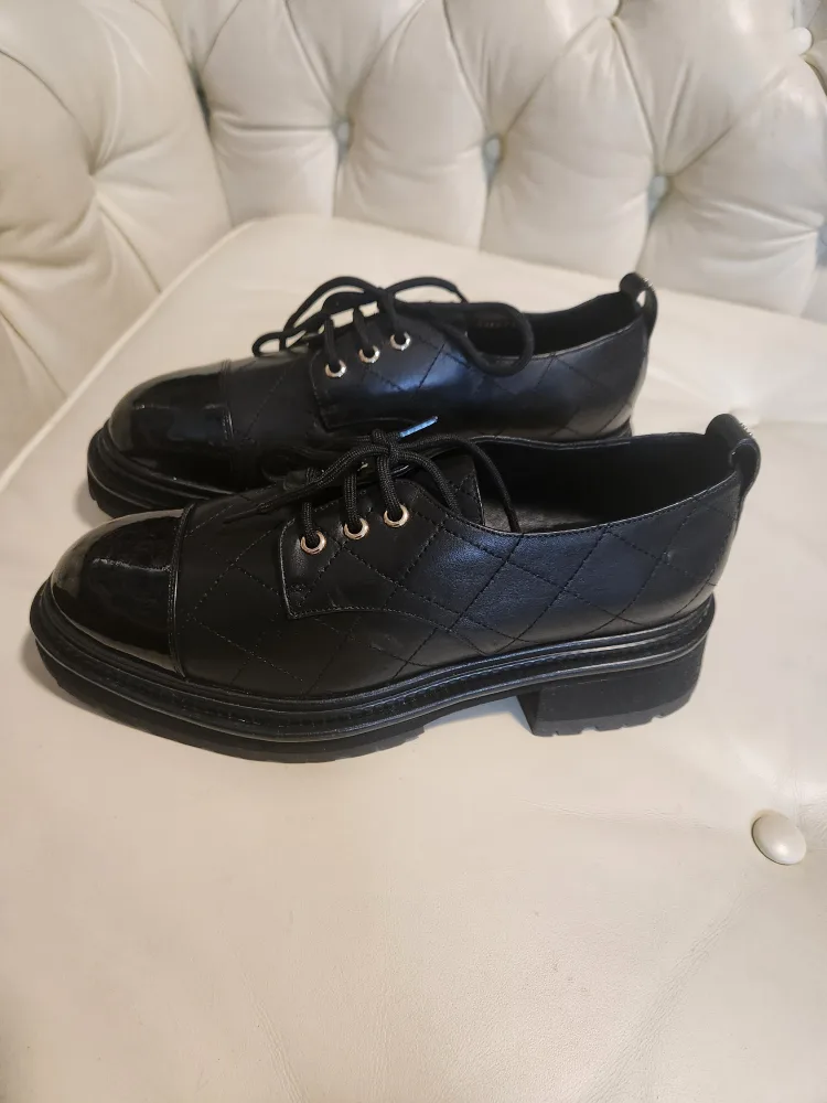 Chanel Black Leather Platform Oxfords image indicator(3)