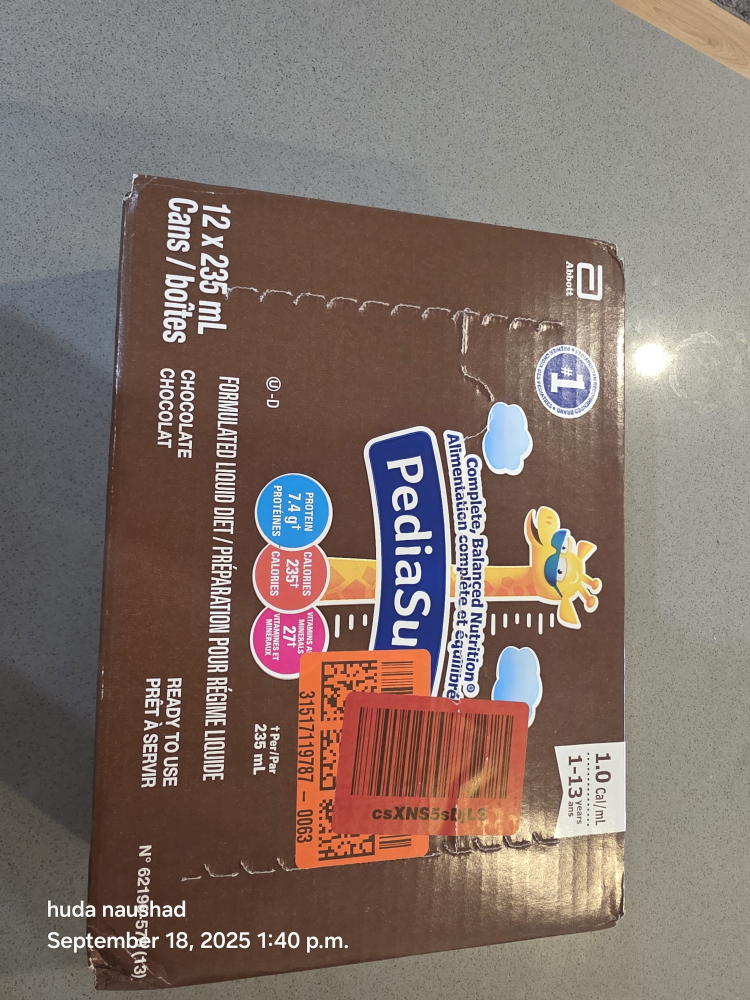 PediaSure Chocolate 12x235mL - Expiry 2026