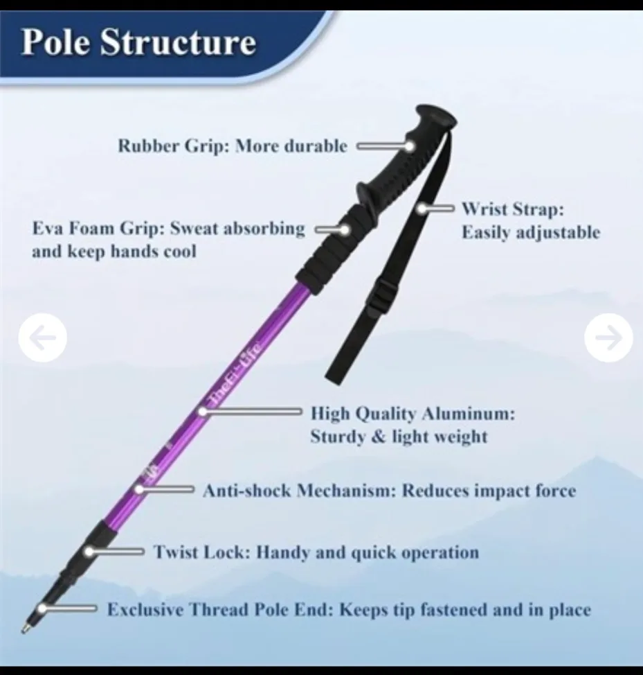 New TheFitLife Nordic Walking Trekking Poles - Purple image indicator(2)