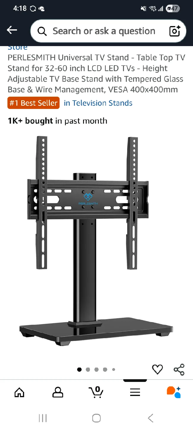 PERLESMITH Universal TV Stand for 32-60 inch TVs image indicator(4)