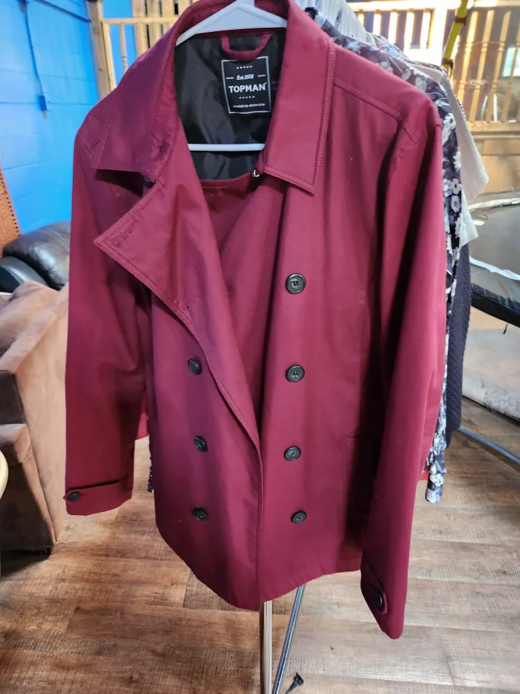 Topman Burgundy Double Breasted Jacket thumbnail