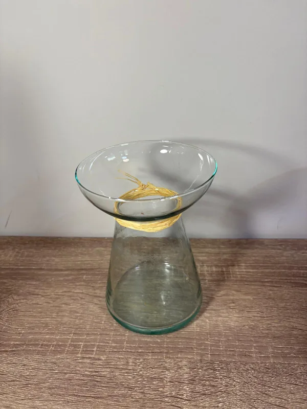 Glass Vase with Straw Accent