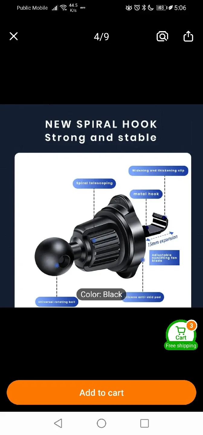 Universal Magnet Bracket Phone Car Mount - Black image indicator(6)