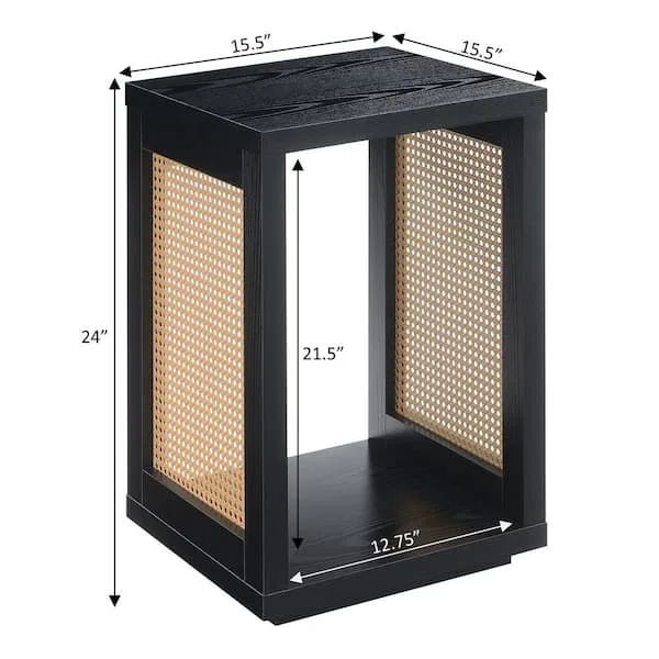 Black Rattan Weave Accent Table image indicator(4)