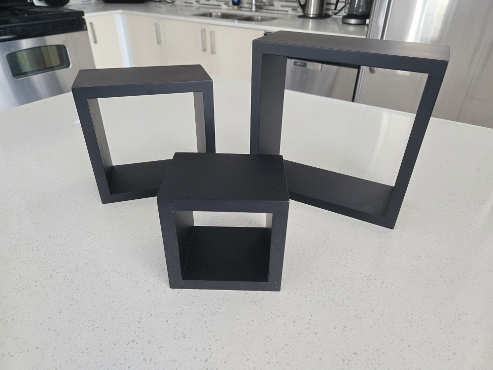 Set of 3 Black Cube Wall Shelves