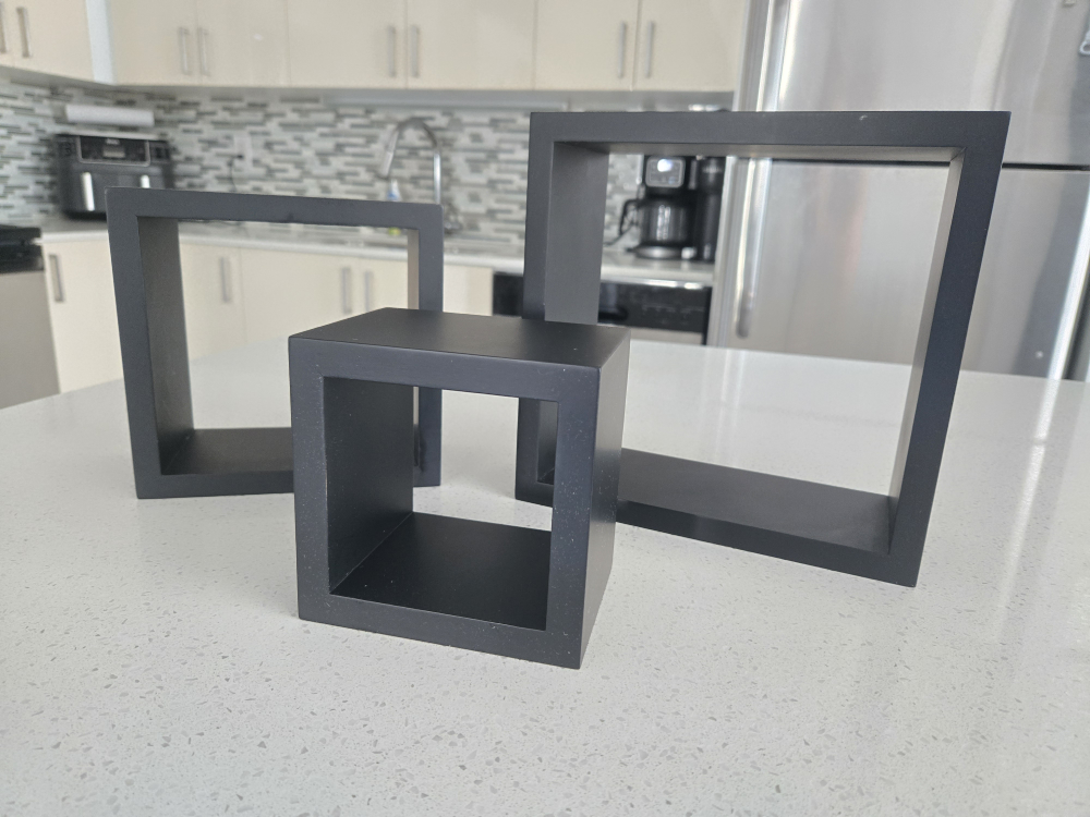 Set of 3 Black Cube Wall Shelves - photo 3