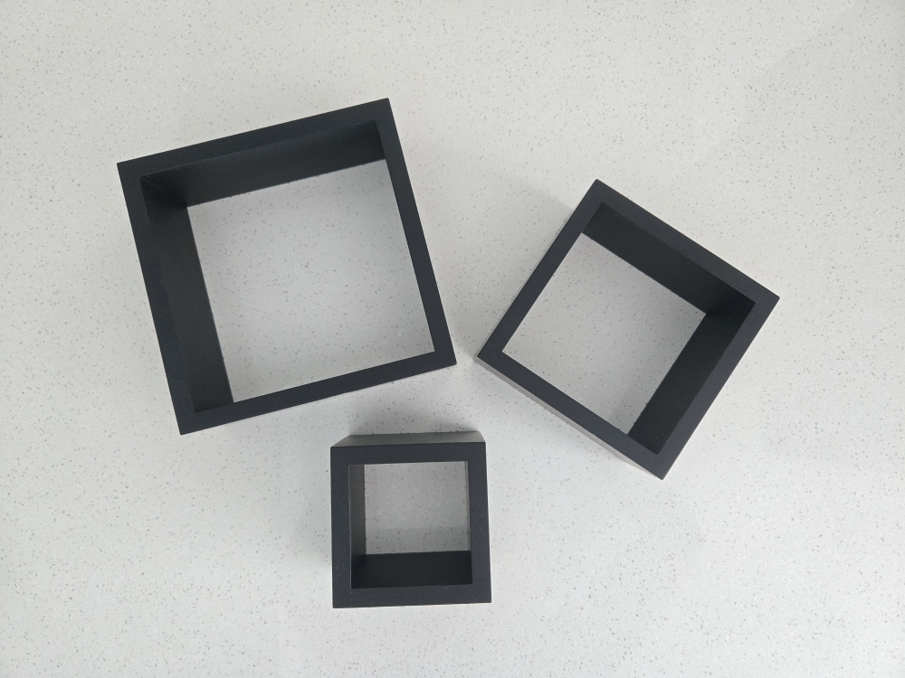 Set of 3 Black Cube Wall Shelves - photo 5