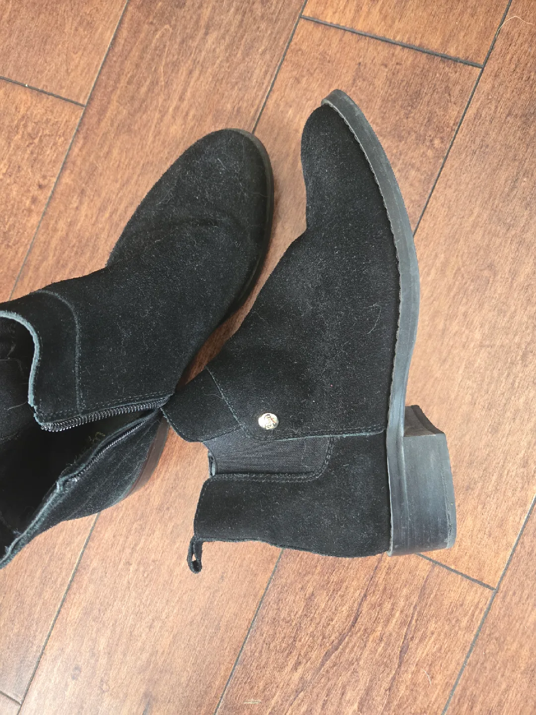 K&M Black Suede Ankle Boots - Size 7.5M thumbnail
