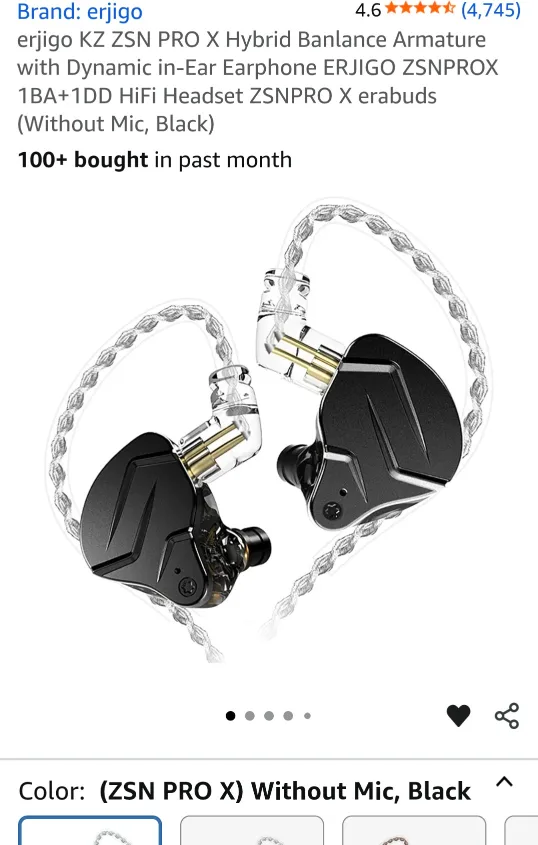 erjigo KZ ZSN PRO X Black Earphones image indicator(2)