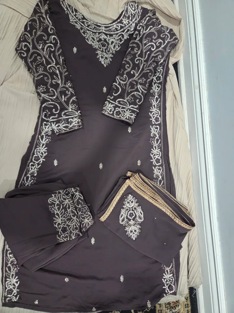 Brown Embroidered Salwar Kameez Suit thumbnail