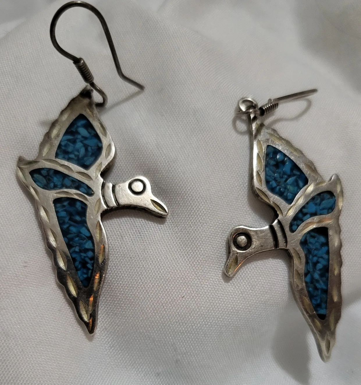925 Silver Turquoise Duck Earrings thumbnail